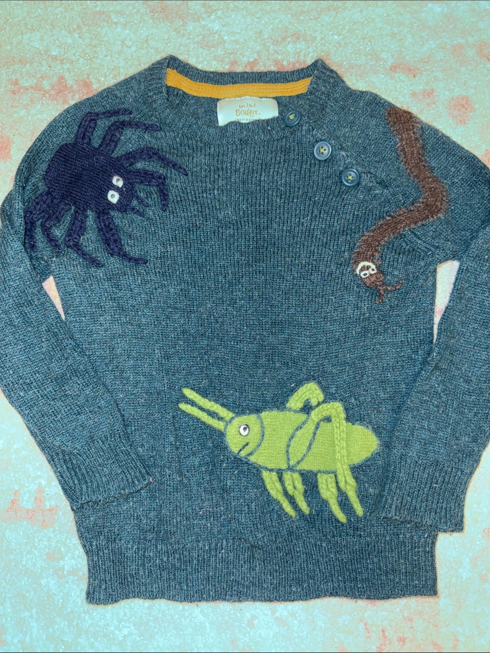 Boden x Roald Dahl - Dark Green Crewneck Sweater w/ Bugs Size 3-4Y